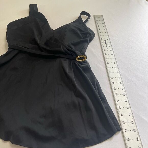 Vintage Roxanne Black Bra Sized One Piece Swimdress Size 16 40 C Union USA - Picture 4 of 9